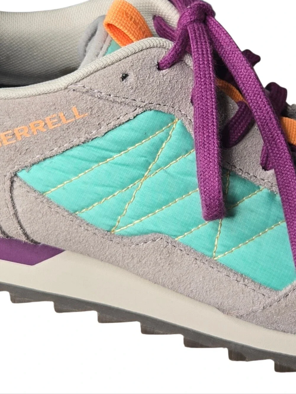 Merrell Womens Moon Mint Quilted Leather Suede Retro Outdoor Alpine Sneakers 8.5